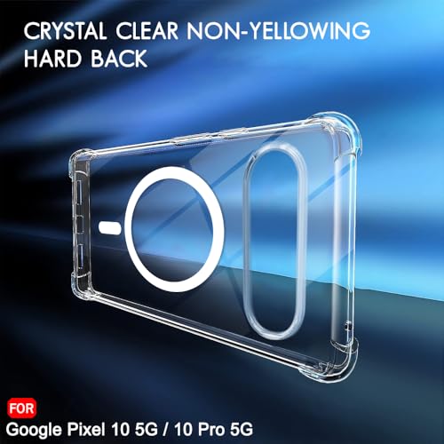 Image of TheGiftKart Shockproof Ultra-Hybrid Back Cover Case for Google Pixel 10 /10 Pro Compatible with MagSafe | 360 Degree Protection | Crystal Clear Hard Back Cover Case (PC & TPU, Transparent Bumper)