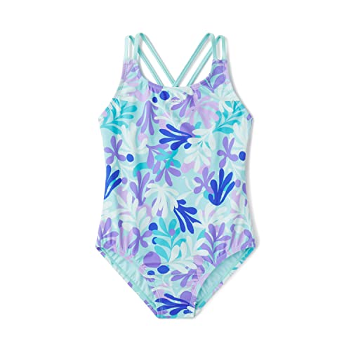 Speedo Maiô para meninas com decote alto e tiras nas costas