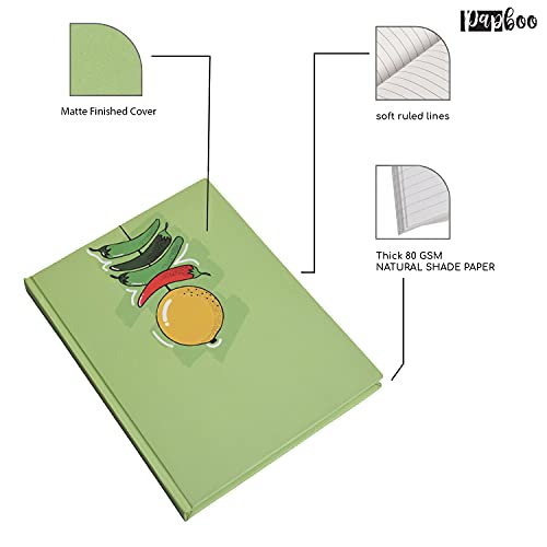 Image of PAPBOO Nimbu Mirchi - Nazar Battu Hardbound, Hardcover Notebook Diary, (22 X 17.5 cm, 80 GSM, 140 Single Ruled Pages) Journal, Gift