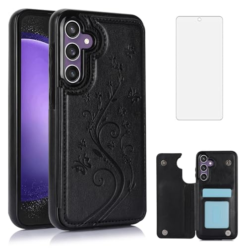 Housse Samsung S23 FE 5G Asuwish portefeuille cuir et vitre trempée