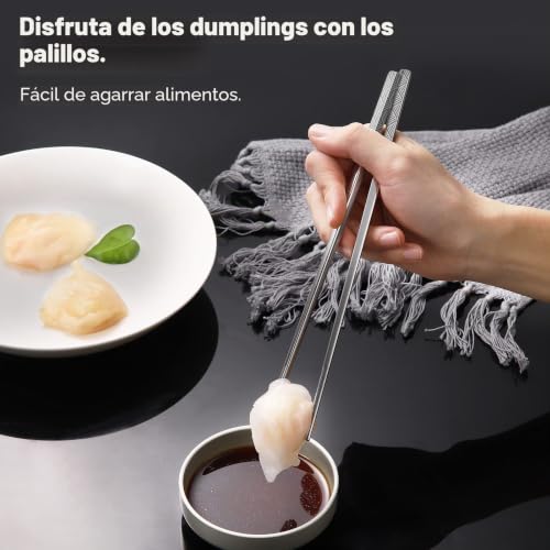 Palillos de acero inoxidable reutilizables estilo japones y coreano 4