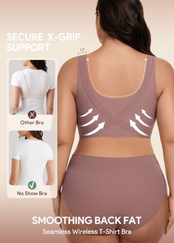 Image of HBselect Jelly Bras for Women Plus Size Pullover Wireless Full Coverage Bra | No Underwire, Push Up, Lift, Minimizer Bras, Wide Straps, Seamless T-shirt Everyday Bralette, For Older Women, Large Breast