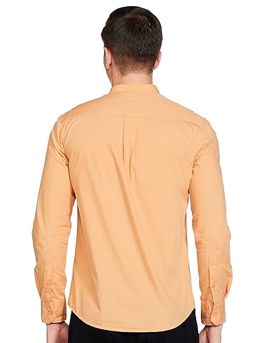 Image of Amazon Brand - Symbol Men's Solid Cotton Shirt | Chinese Collar | Casual | Plain | Full Sleeve | Summer-Regular Fit (Available in Plus Sizes)