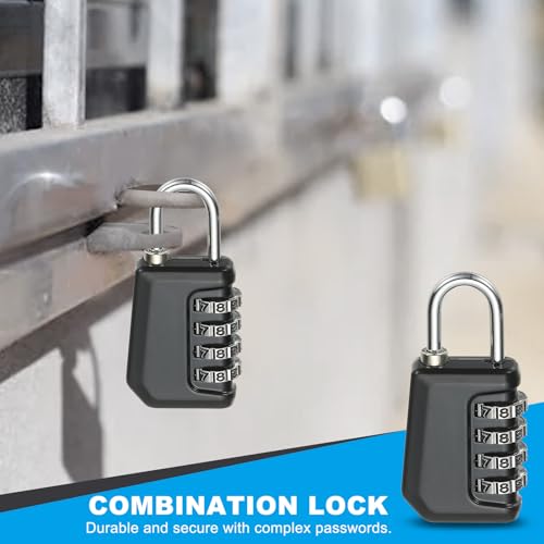 Image of MECCANIXITY Combination Lock, 4 Digit Padlock Combination Outdoor Waterproof Locker Lock for Gym Luggage Home Sports Hasp Storage, Black Pack of 1