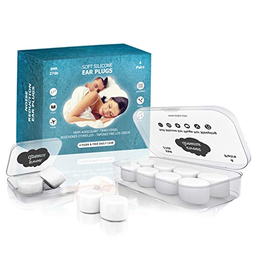 DONGSHEN Tappi Per Le Orecchie In Silicone Morbido Per Dormire, Con Filtri, 2 Misure (S/M E M/L), Rumorosi 25dB, Riutilizzabili Con Custodia Portachiavi