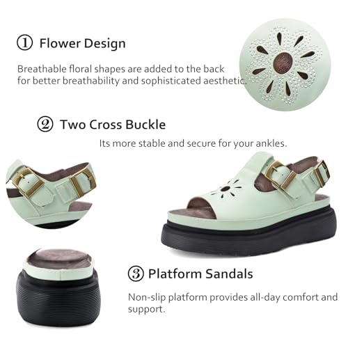 Image of Platform Sandals for Women Chunky Ankle Buckle Casual Open Toe Comfortable Flower Decoration Fisherman Sandals