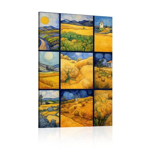 Tableau champ de blé 85x120 cm avec cadre interne pour décoration de salon