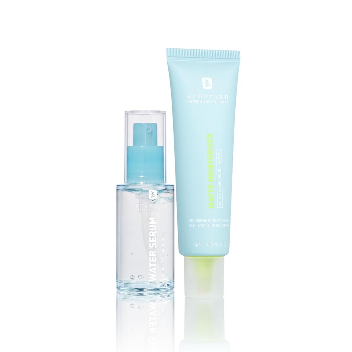 ERBORIAN Serum nawilżające 30 ml + krem nawilżający matujący 50 ml | Duo nawilżające, kwas hialuronowy i cynkowy | nawilża, matuje i redukuje pory