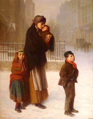 Peinture à l'huile Homeless par Haynes King en reproduction sur toile de 12x16 pouces