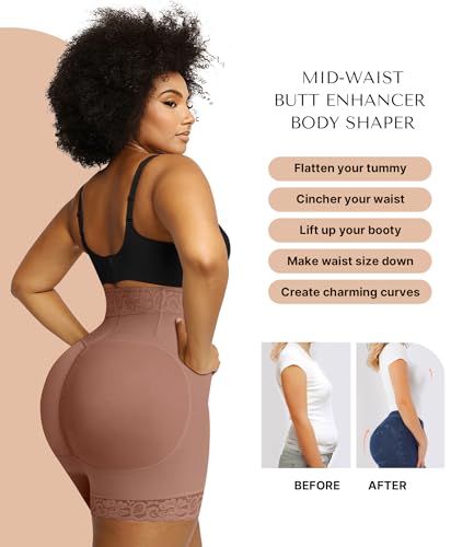 Image of SHAPELLX Shapewear Tummy Control Fajas Colombianas Moldeadoras Butt Lifting Shapewear Shorts For Women With Zip Closure