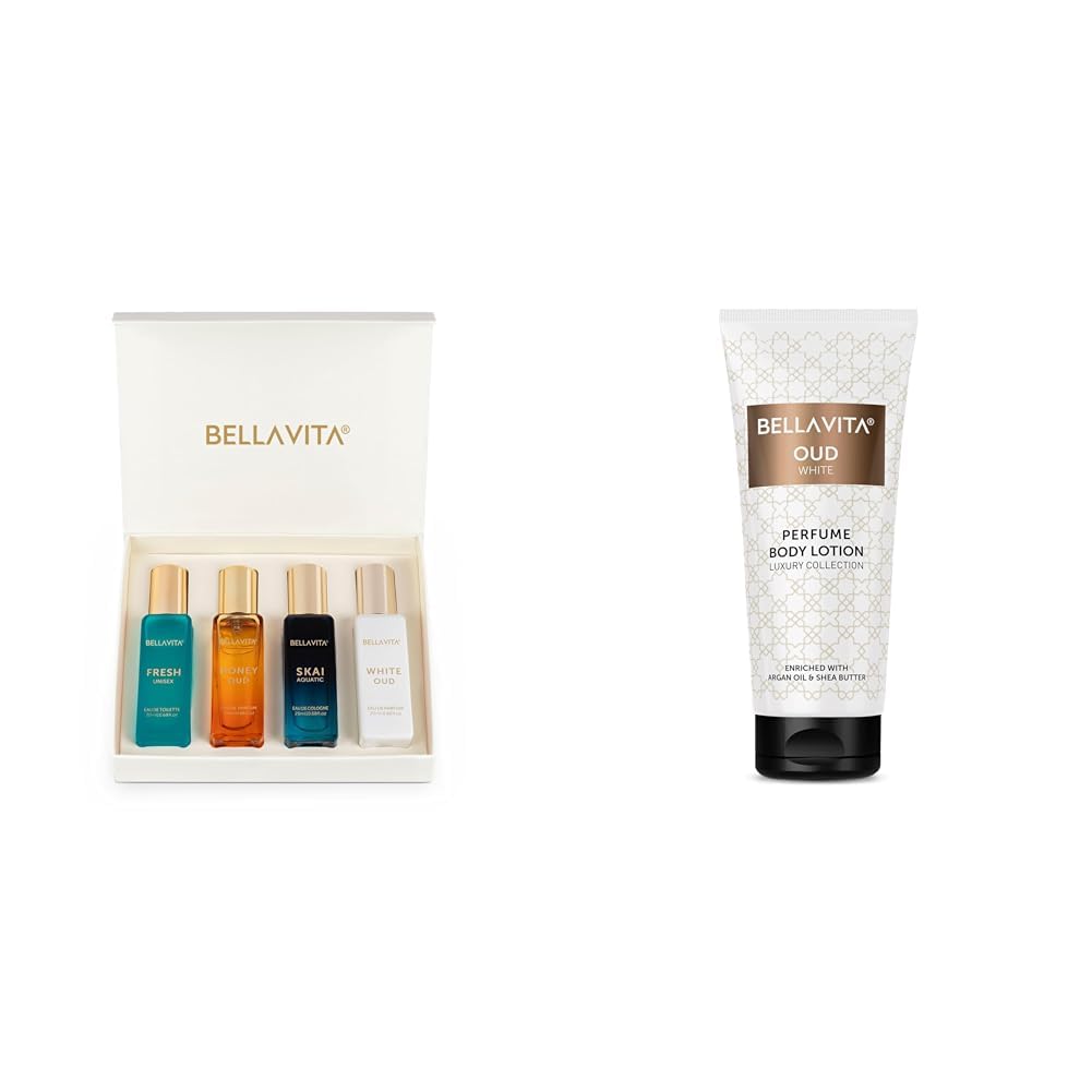 Bella Vita Luxury Unisex Eau De Parfum 4 X 20Ml OUD WHITE Perfume Body Lotion For Nourishing Hydrating Soft Supplehealthy Skin With Argan Oil And Shea Butter 200 Ml-image-38