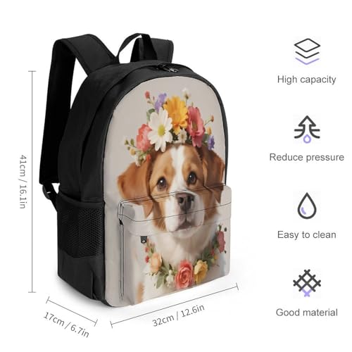 Casual Daypack Multipurpose Anti-Theft Large Capacity Carry On Bag - French Bulldog Head With Flowers Casual Daypack Climbing Shoulder Bag With Padded Straps2
