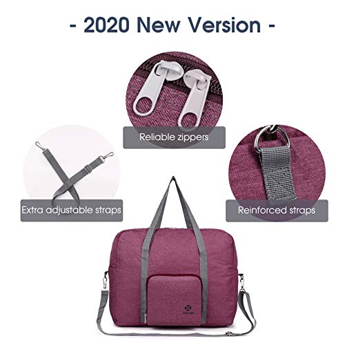 For Spirit Airlines Foldable Travel Duffel Bag Tote Carry on Luggage Sport Gym Duffle for Women and Girls (Red)