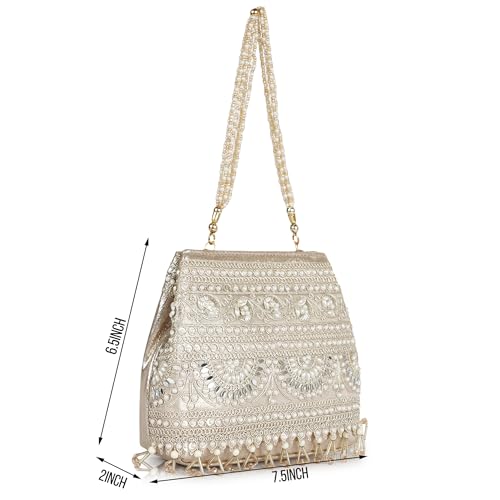 Image of Nevis Stylish Embroidery Unique Desing Traditional Wedding Party Handheld Portli Bag For Women