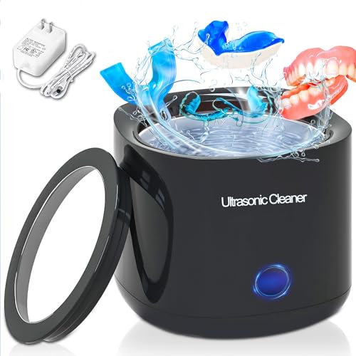Limpiador Ultrasonidos Dental Limpieza, 43000Hz Limpiador de Dientes Máquina limpiadora ultrasónica Para Dentaduras Postizas, Alineadores, Retenedores, Cabezas de Cepillos de Dientes (Black)