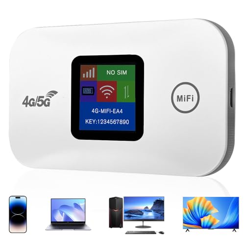 4G Mobiler WLAN Router, 2.4G Mobiler Hotspot mit 150 Mbit/s Tragbares WLAN für Unterwegs Ohne Vertrag Kabelloser Mobiler WiFi Hotspot mit SIM Steckplatz Mobiler WiFi Hotspot Unterstützt 10 Geräte