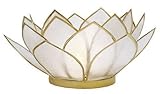 Capiz Tea Light Holder, Three Rings of Translucent capiz Shell Petals-Flickering Light Decor Measures 5