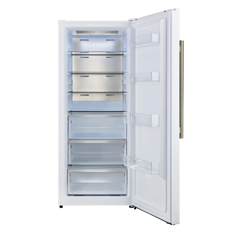Forno Maderno 28" Convertible Upright Freezer/Refrigerator, 13.6 Cu.Ft., Energy Efficient Storage With Both Stainless Steel Or Antique Brass Handle, Right Swing Door - White on Fridge.com - View 3