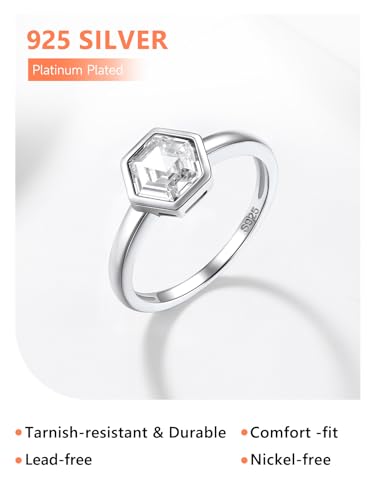 Silvora 925 Sterling Silver Simple Black CZ Ring Tiny Wedding Band Rings for Women Size 5-12 5