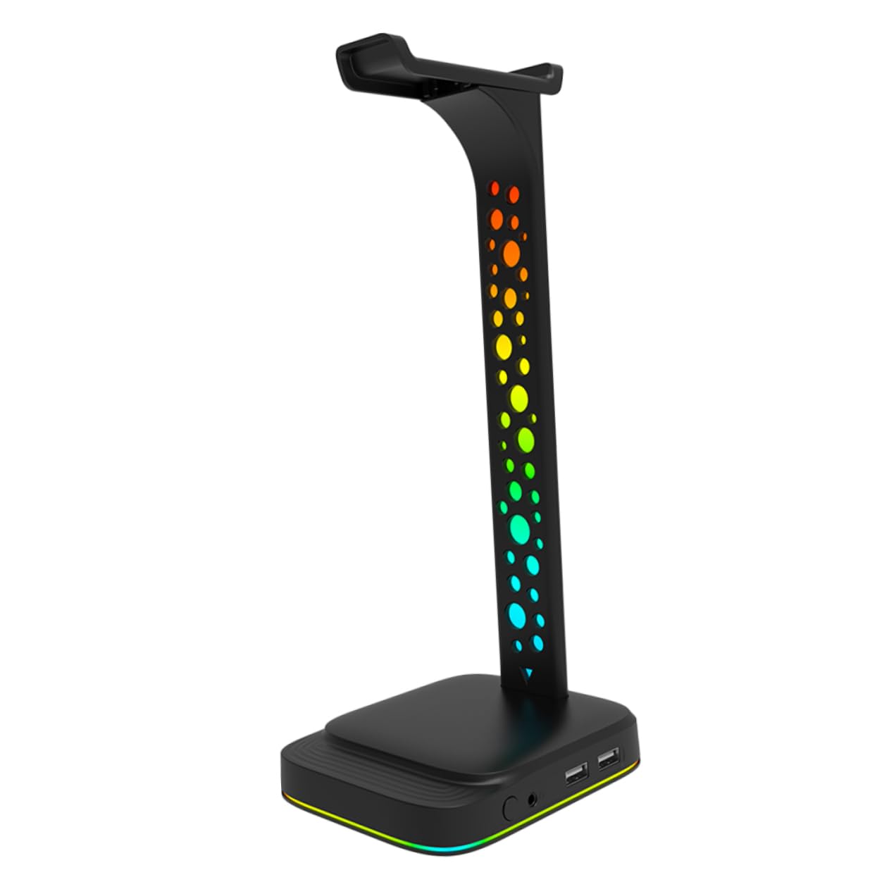 Soporte para Auriculares de Escritorio RGB Negro Abs USB | Concentrador de 2 Puertos, para PC Gaming y Escritorio, Accesorio de Exhibición