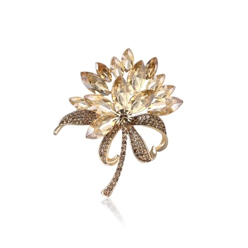Image of Rhinestone Brooch Pin for Women Elegant Crystal Flower Bouquet Brooches Lapel Pin Wedding Party Dress Accessories for Wife Mom Birthday Gifts