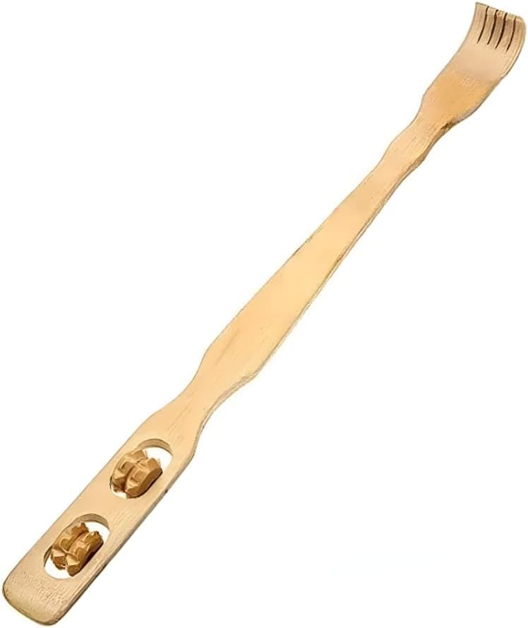 Coçador e Massageador Corporal Manual de Madeira (Mãozinha) | Maderoterapia 2 em 1 Anti Stress | Cabo Reforçado Longo | Alívio para Coceira nas Costas e Massagem Relaxante | Portátil