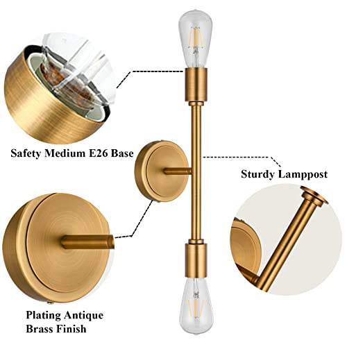 Passica Decor Double Classic Indusatrial Wall Light Antique Brass 2 Light Sconce Vintage Vanity Lamp Bathroom Farmhouse Sconces Wall Lighting Modern Indoor Light Fixture #TOP5