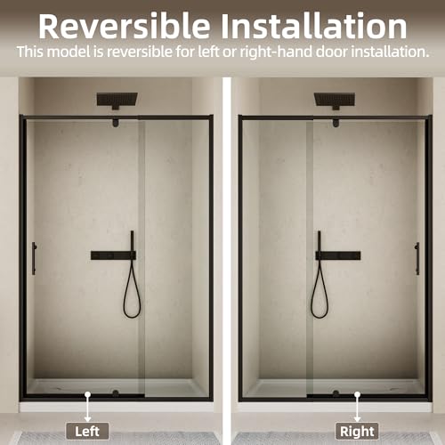 Image of Royal Guard 50-54 inch W x 71 inch H Pivot Swing Glass Shower Door,Matte Black