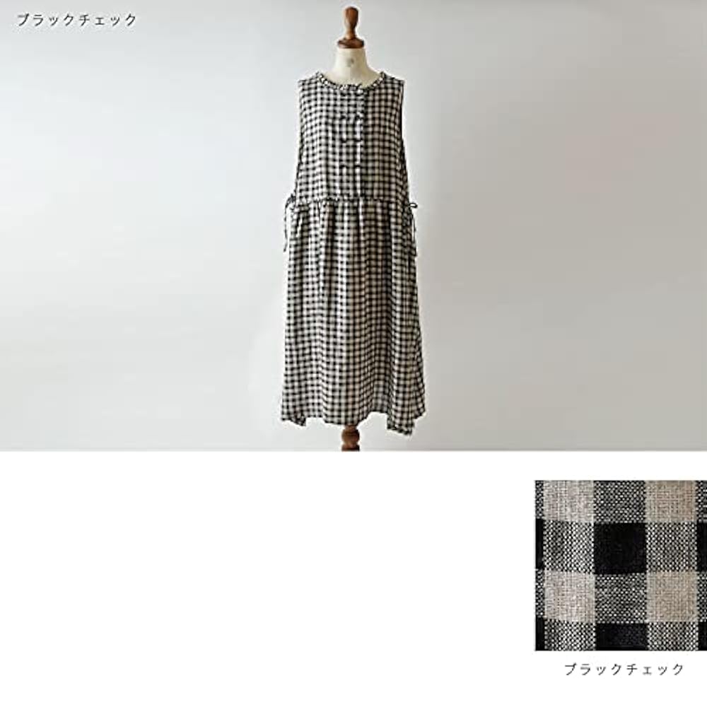 ✳︎ubasoku✳︎ウバソク.黒.リネンジャンバースカート.フリル.横花の