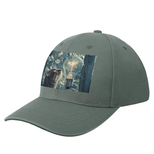 Gorra de béisbol clásica para papá para hombres y mujeres, gorra de béisbol ajustable de algodón para agua y bombilla, gorra para papá para todas las estaciones, Gris oscuro: agua y bombilla, talla �
