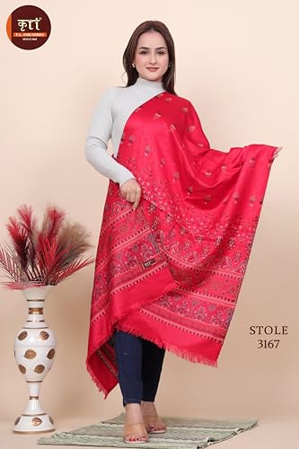 Image of KRITI Paisley Design Woollen Beige Color Shawl For Women