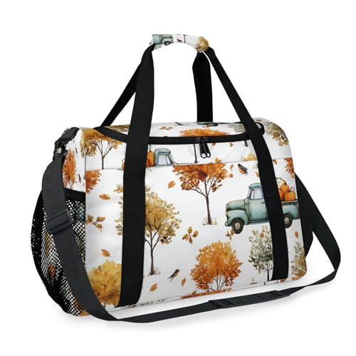 Kizmoglux Truck Pumpkin Tree Travel Duffel Bag Weekender Overnight Bags for Women Men Foldable Waterproof Tote Bag with Trolley Sleeve2