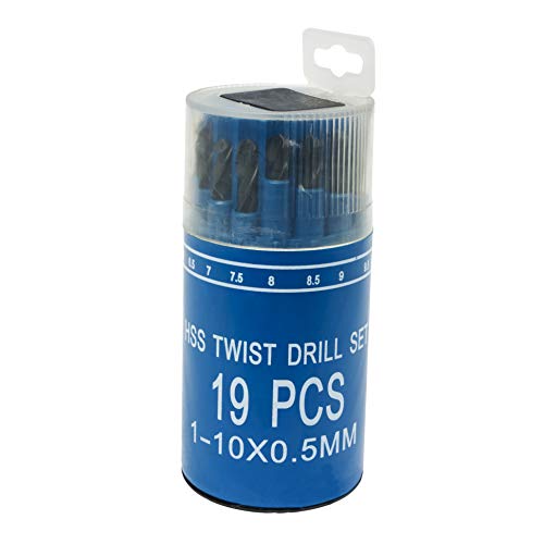 UK Drills HSS Drill Bit Set 19 Pieces Jobber 1mm to 10mm Steel Plastic Wood