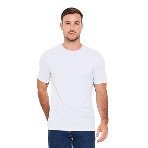 All Citizens White Crew Neck Tshirt Men - Performance Fabric, Wrinkle Resistant & Breathable