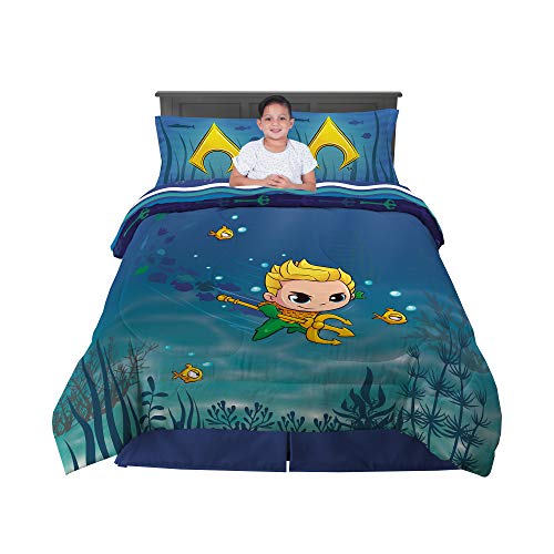 Franco Kids Bedding Comforter and Sheet Set, 5 Piece Full Size, Aquaman