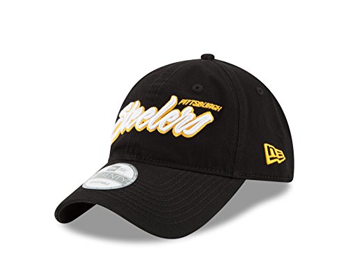 New Era NFL Pittsburgh Steelers Core Script 9TWENTY Adjustable Cap, One Size, Black
