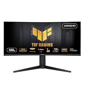 ASUS TUF Gaming VG34VQEL1A – 34 Zoll UWQHD Curved Monitor – 100 Hz, 1ms MPRT, FreeSync, HDR 10 – VA Panel, 21:9, 3440×1440, DisplayPort, HDMI, USB, ergonomisch, Schwarz