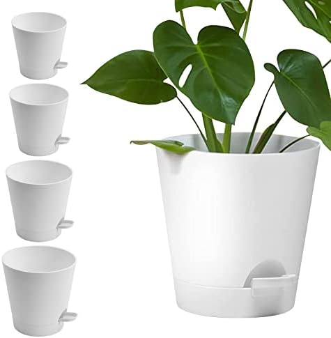 Kunststoff Blumentopf mit Bewässerungssystem, 5erSet Selbstbewässerung