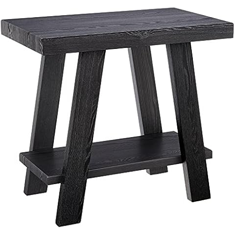 Roundhill Furniture Athens Contemporary Wood Shelf Side Table, Black Cover