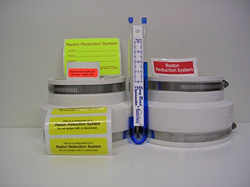 Radon Fan Installation Kit (Rubber couplings, manometer and system labels) (4x6, White)