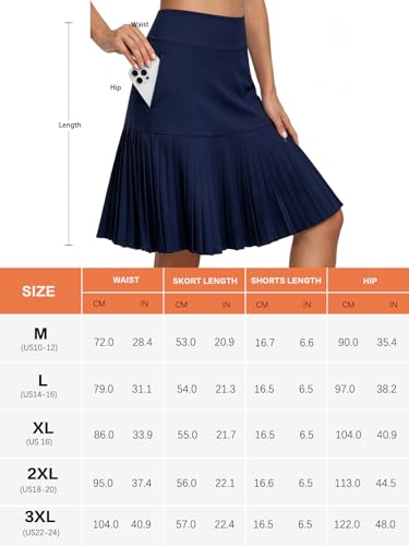 KORALHY 21" Knee Length Skort with Built-in Shorts & Pockets Navy Blue — view 6