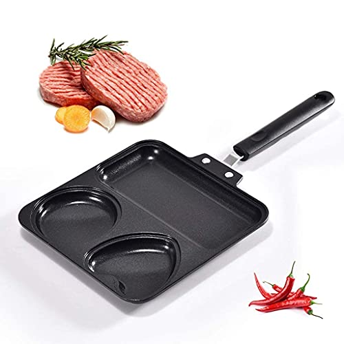 QZH Olla para el hogar, Utensilios de Cocina Sartén Sartén para Carne frita Sartén para Huevos fritos Tres en uno Sartén Sartén Antiadherente Sartén para Desayuno Sartén Aleación de al