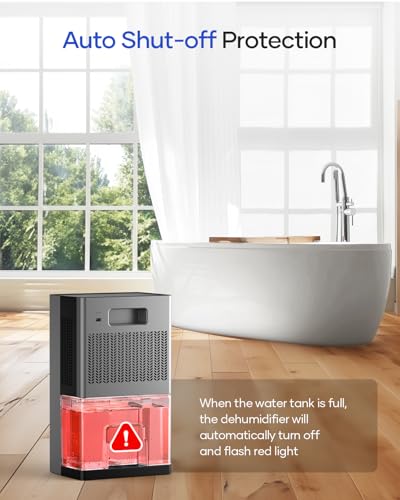 Image of Dehumidifier, 95 OZ Water Tank Dehumidifiers for Home, 1000 sq. ft. Dehumidifier for Basement Bathroom Bedroom with Auto Shut Off, 7 Colors LED Light, Quiet Dehumidifiers with Sleep Mode, Grey