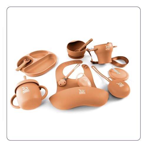 Image of Inspire Joyful Mealtimes with Our Silicone Baby Feeding Set - Ergonomic Baby Bibs, Plates and Utensils Set, Suction Baby Plates and Bowls Set - Perfect for Boys, Girls, Babys - Platos para Bebe