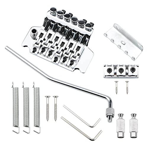 Chrome Electric Guitar Tremolo Bridge with Bar Double Strat Locking for Floyd Rose Type
