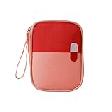 Botiquín de primeros auxilios pequeño con 3 bolsillos, estuche médico portátil impermeable 14x11x2 cm para viajes, camping, senderismo y coche, color llamativo y diseño compacto