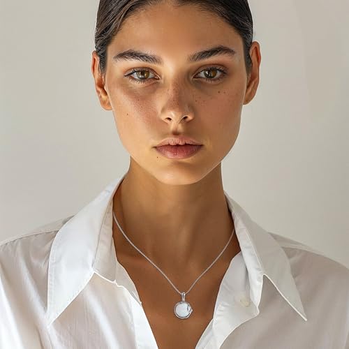 ADITA GOLD 925 Sterling Silver White Opal Necklace - 14mm Round Gemstone - White Opal Necklace for Women - 50cm Cable Chain - October Birthstone Opal Jewelry - For Classy Gift and Everyday Wear2