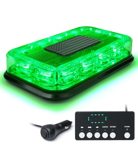 LUMENIX Green 72-LED Rooftop Strobe Beacon Mini Lights Bar, Magnetic Emergency Flashing Warning Caution Traffic Light for EMS Law Enforcement Vehicles Towing Trucks Snowplow (American Flag Pattern)