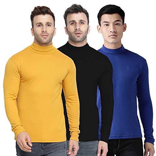 Image of CHKOKKO Men's Winter Wear Cotton High Neck Full Sleeves Regular Fit T-Shirt