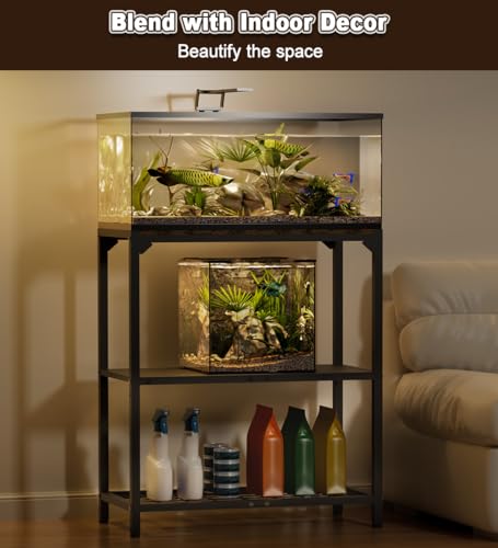 20-30 gallon aquarium stand fish tank stand with adjustable 3-tier storage shelf heavy duty reptile breeder turtle tank terrarium rack table for home office 3034 l x 1234 w x 32234 h black